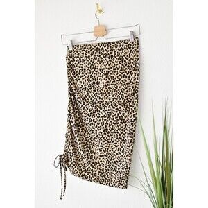 stowaway collection skirt Woman's S Brown Leopard Animal Print Bodycon Ruched
